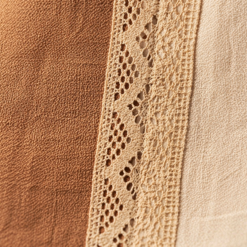 Taupe & Off-White Crochet Cotton Table Runner, The Gathered Table. Handmade in India by House of Taraasha.