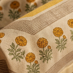 Jaali Ivory and Taupe Block-Printed Bed Cover, The Linen Room. Handmade in India by House of Taraasha.