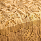 Applique Cutwork Runner Off-White and Taupe, The Gathered Table. Handmade in India by House of Taraasha.