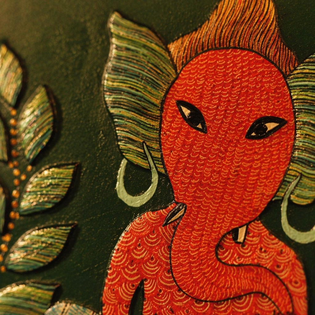 Gond Forest Ganesha Tribal Art Print, The Art Wall. Handmade in India by House of Taraasha.
