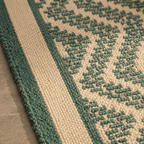 Ivory Chevron Hand Block-Printed Cotton Chintz Rug, The Woven Floor. Handmade in India by House of Taraasha.