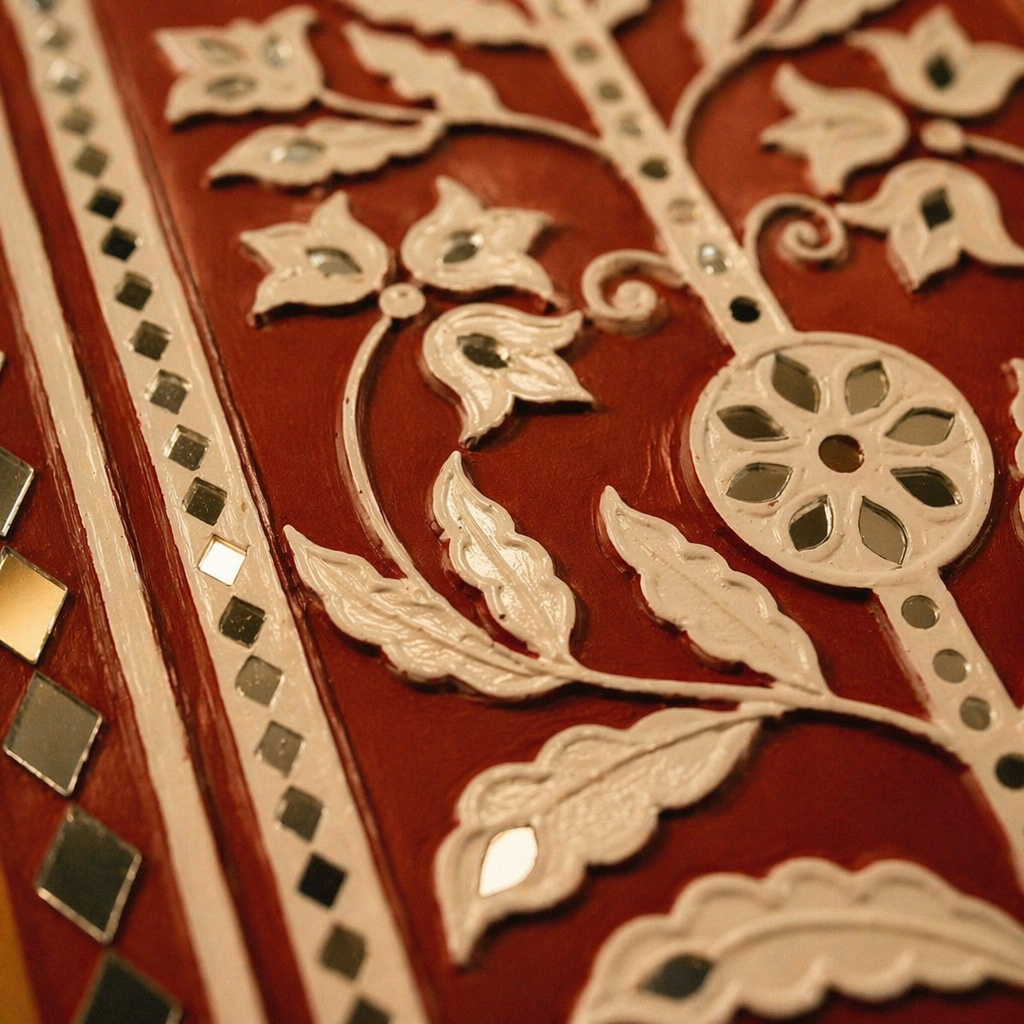 Persian Blue Lippan Wall Hanging Jodhpur Motif, The Art Wall. Handmade in India by House of Taraasha.
