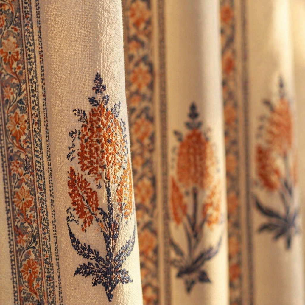 Sheer Blue and Dusty Pink Mulmul Curtain, The Draped Window. Handmade in India by House of Taraasha.