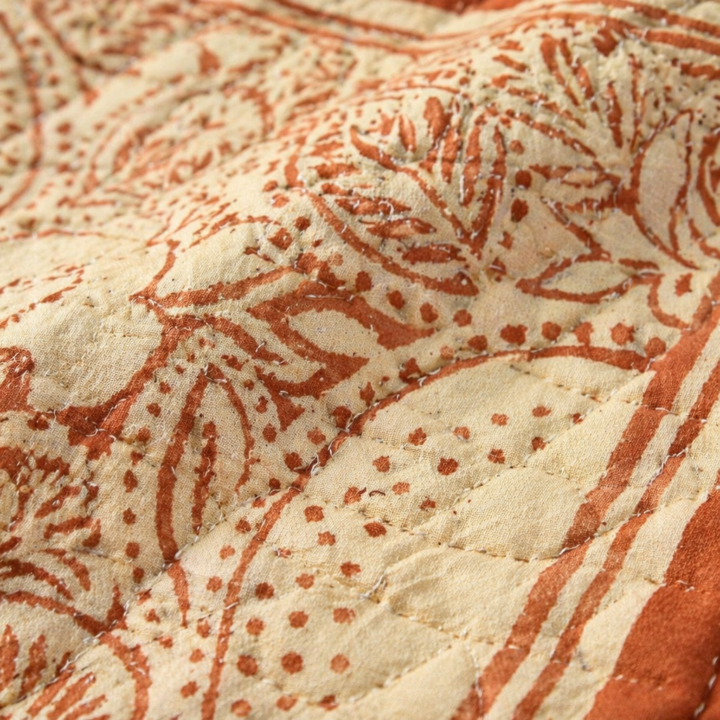 Chintz Ivory, Brick Red and Navy Bedsheet, The Linen Room. Handmade in India by House of Taraasha.