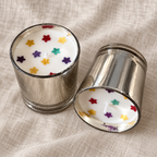 Silver Glass Rose-Scented Soy Wax Candles, Set of 2, close-up of the wax top