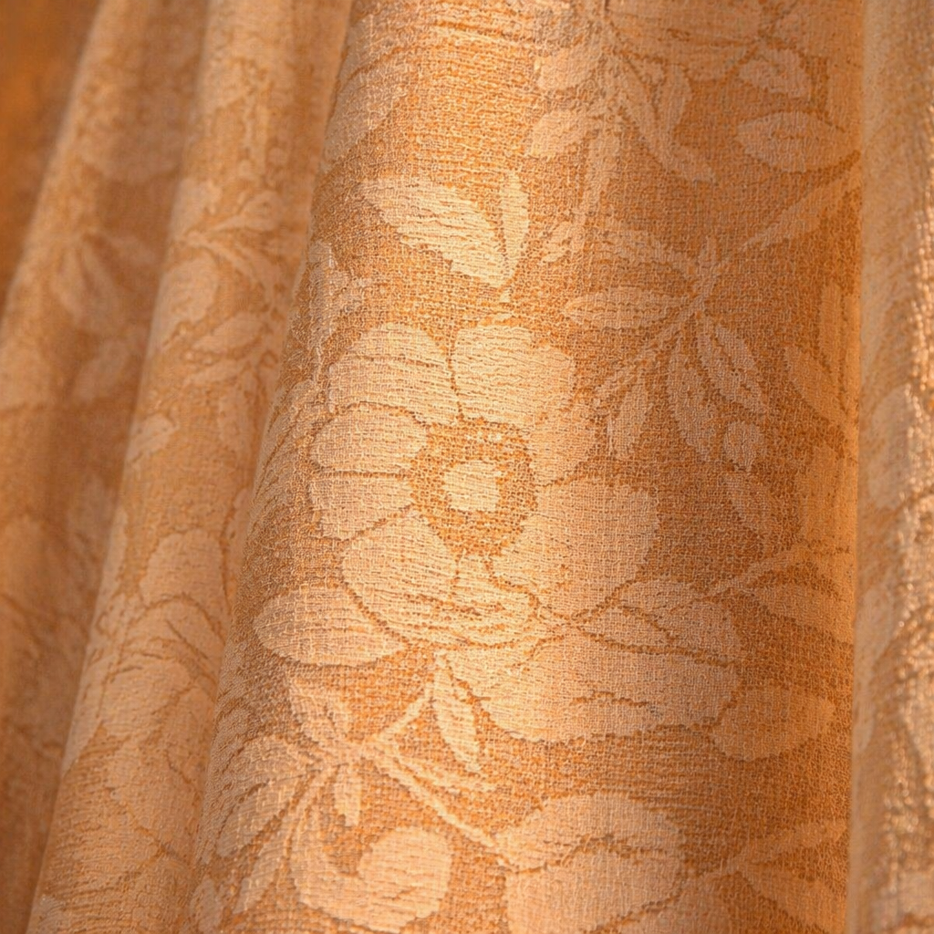Peach Yellow Karhuwa Cutwork Door Curtain, The Draped Window. Handmade in India by House of Taraasha.