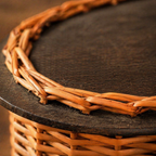 Kashmiri Willow Wicker Bread Box & Serving Tray, The Brass Atelier. Handmade in India by House of Taraasha.