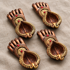 Lakshmi Charan: Footprint Terracotta Diyas, Set of 4 or 2