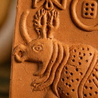 Harappan Seal Terracotta Rhinoceros Replica, The Art Wall. Handmade in India by House of Taraasha.