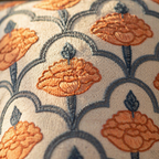 Jaali and Floral Blue and Dusty Pink Cushion Cover Set, The Living Room. Handmade in India by House of Taraasha.