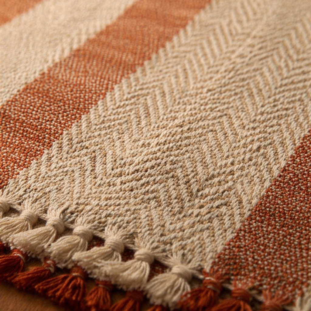 Rust & Off-White Madur Grass Table Mat, The Gathered Table. Handmade in India by House of Taraasha.