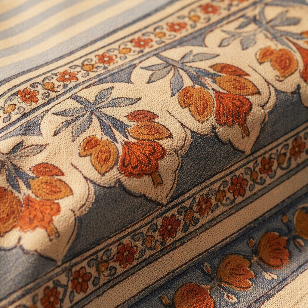 Blue & Dusty Pink Floral Cotton Tablecloth & Mat Set, The Gathered Table. Handmade in India by House of Taraasha.