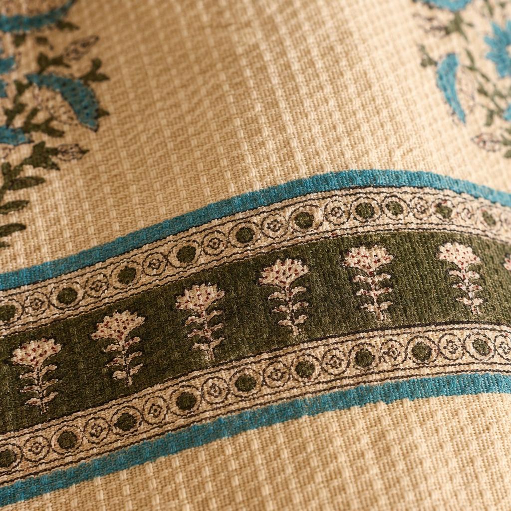 Block-Printed Waffle Hand-Printed Cotton Bath Towel, The Linen Room. Handmade in India by House of Taraasha.