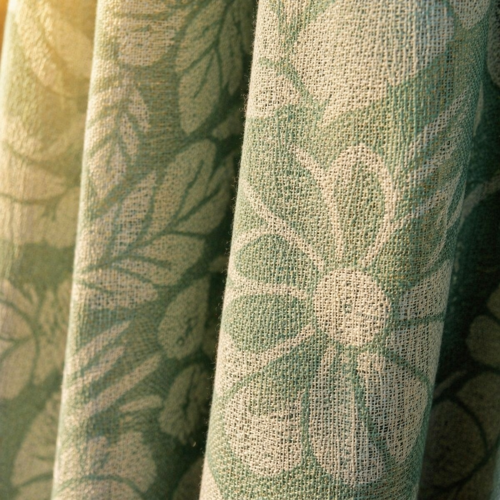 Teal Karhuwa Cutwork Door Curtain, The Draped Window. Handmade in India by House of Taraasha.