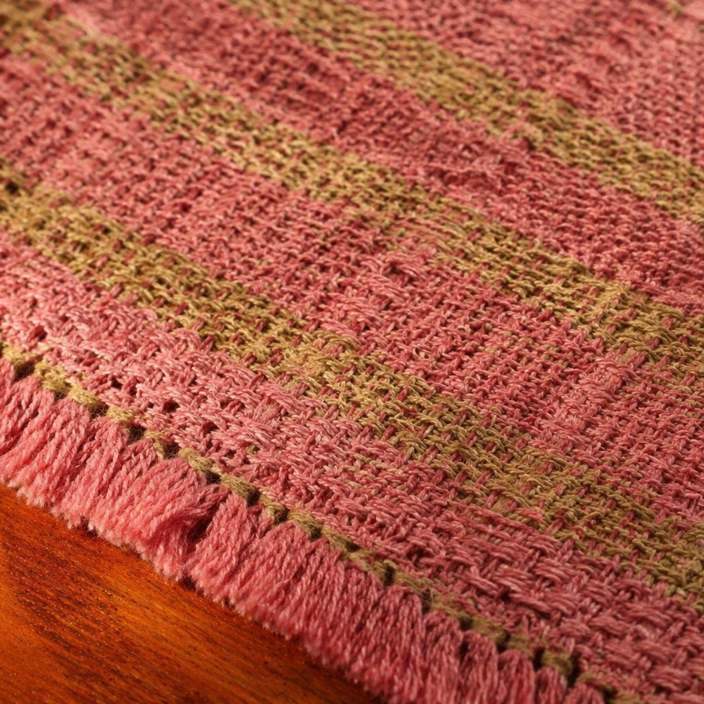 Madur Grass Woven Table Mats Blush Pink and Beige, The Gathered Table. Handmade in India by House of Taraasha.