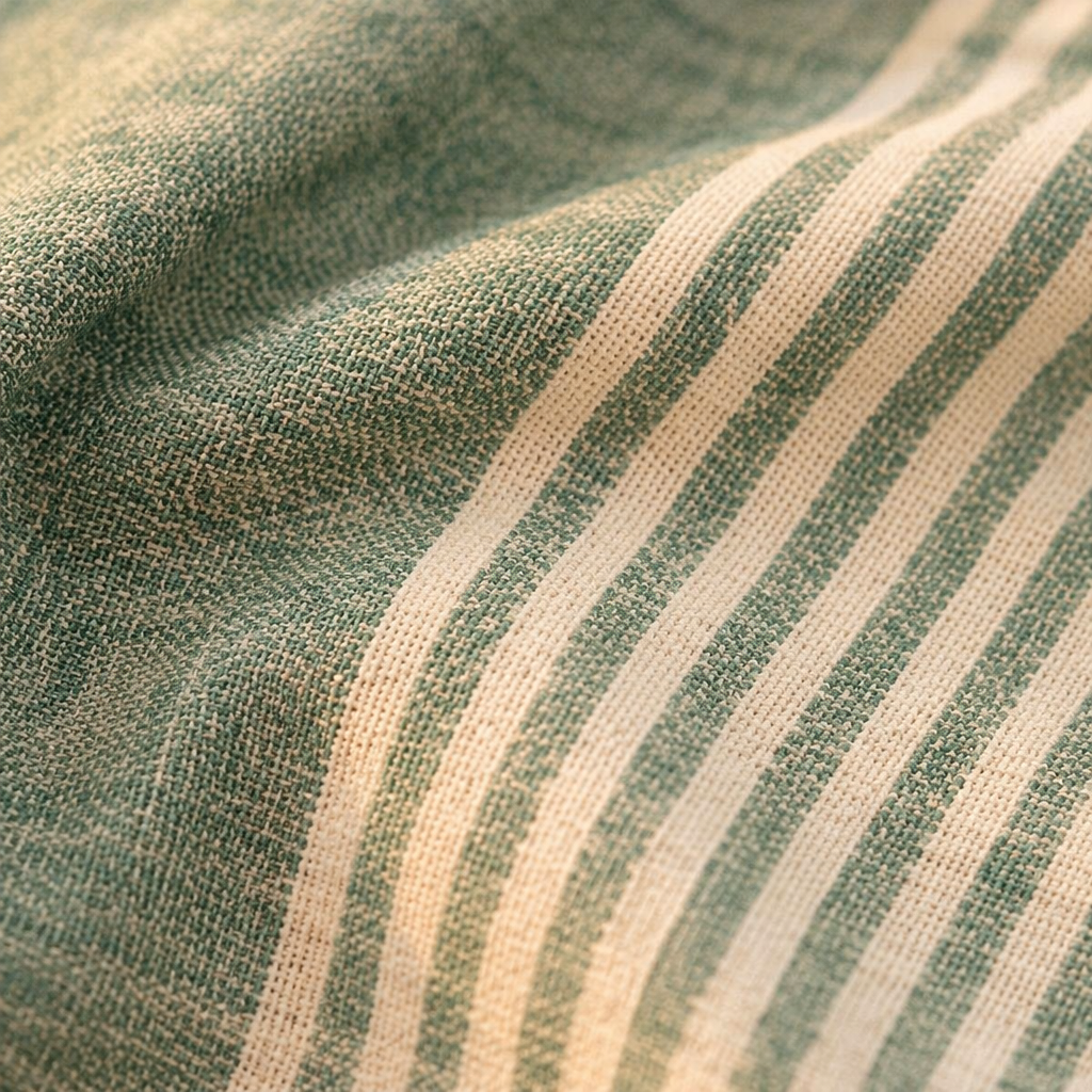 Royal Courtyards Green Striped Handwoven Bed Cover, The Linen Room. Handmade in India by House of Taraasha.