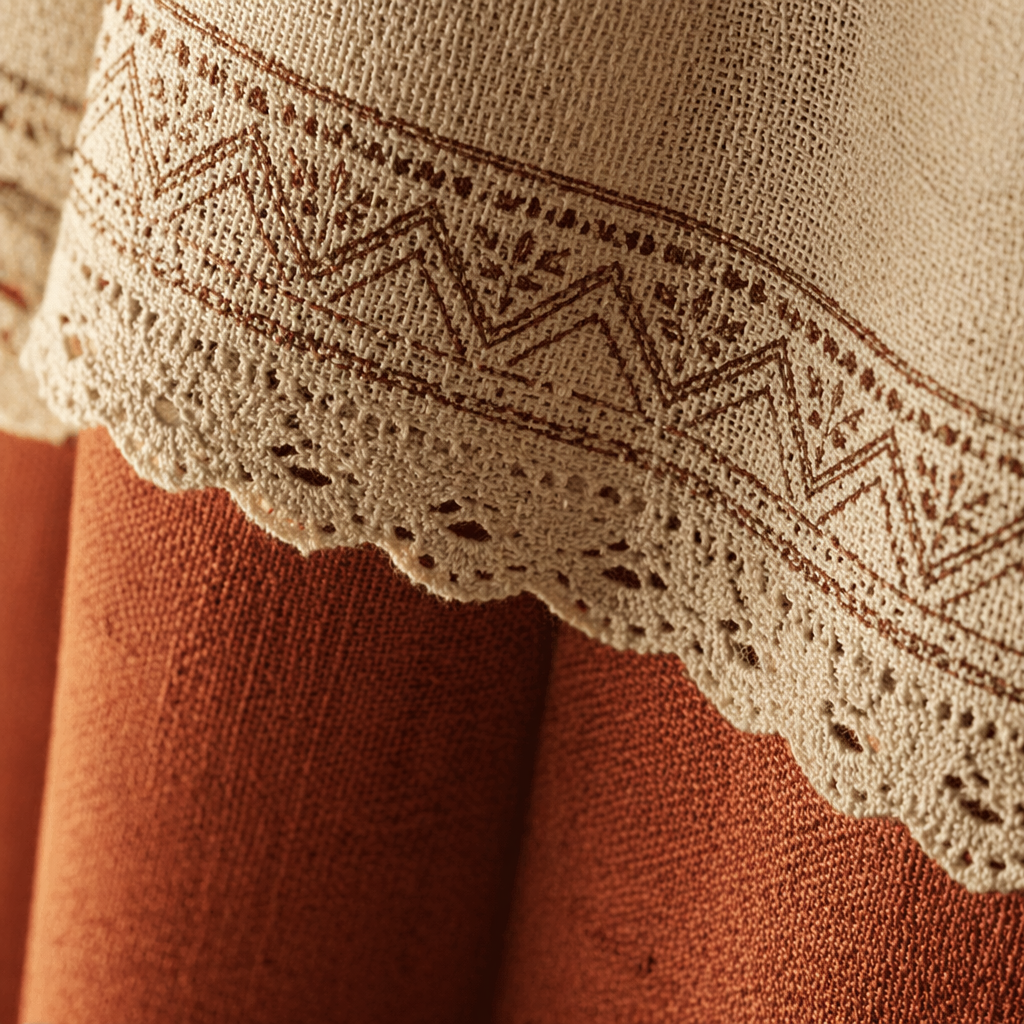 Rust & Off-White Reversible Cotton Curtain & Cushion Set, The Draped Window. Handmade in India by House of Taraasha.