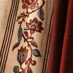 Chintz Assorted Set Off-White and Brick Red Cotton Curtains, The Draped Window. Handmade in India by House of Taraasha.