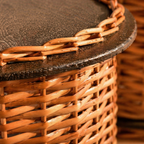 Kashmiri Willow Wicker Bread, Tray & Cutlery Set, The Brass Atelier. Handmade in India by House of Taraasha.