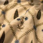 Cypress Blue Hand-Printed Floral Bedsheet, The Linen Room. Handmade in India by House of Taraasha.