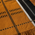 Naga Backstrap-Woven Runner Mustard and Black, The Gathered Table. Handmade in India by House of Taraasha.