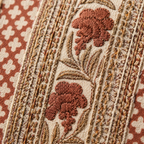 Ivory and Rust Hand Block-Printed Floral Cushion Cover. Handmade in India by House of Taraasha.