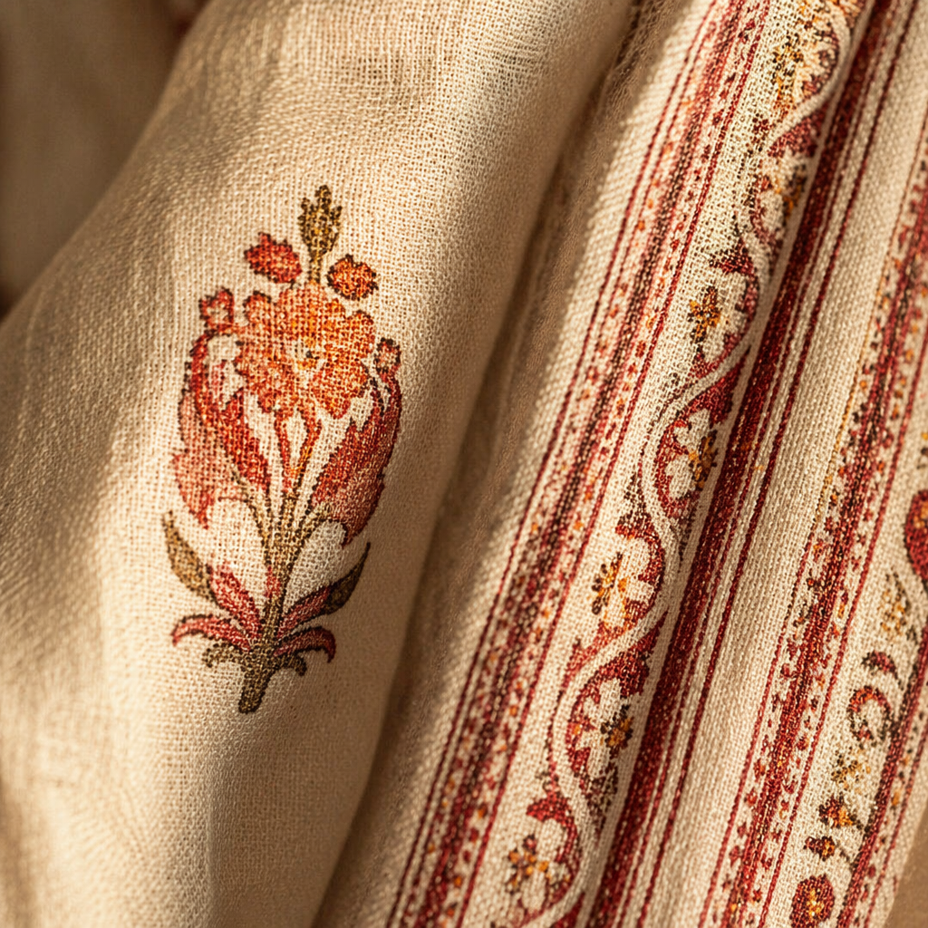 Mulmul Sheer Hand-Printed Dusty Pink Curtain, The Draped Window. Handmade in India by House of Taraasha.