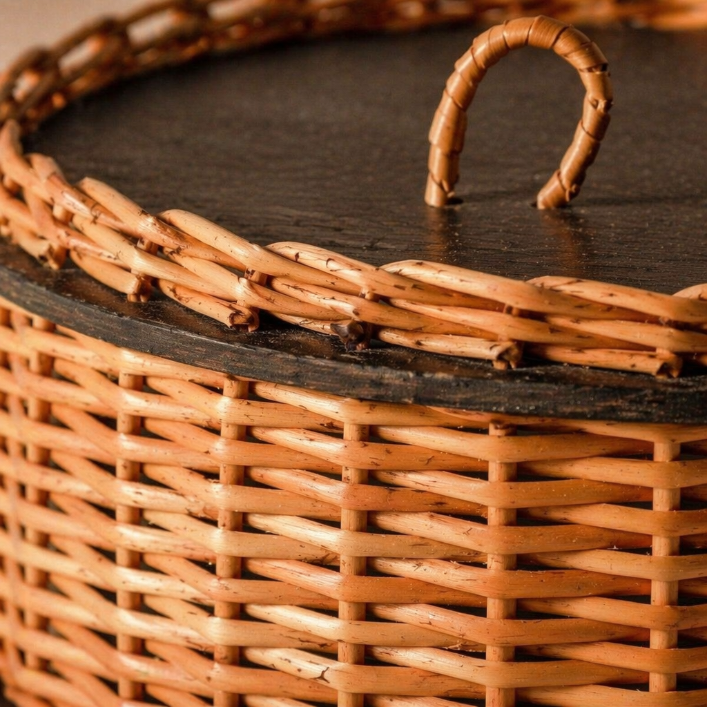 Kashmir Willow Storage Box & Serving Tray, The Brass Atelier. Handmade in India by House of Taraasha.