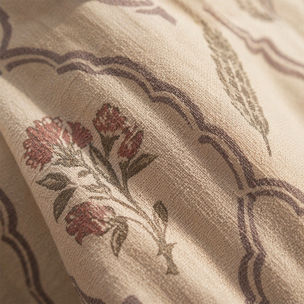 Cypress Pink Hand-Printed Floral Bedsheet, The Linen Room. Handmade in India by House of Taraasha.