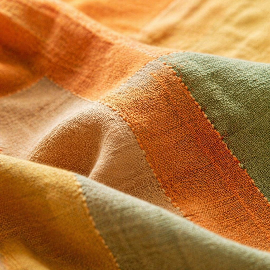 Marigold Citrine Yellow and Green Woven Bed Cover, The Linen Room. Handmade in India by House of Taraasha.