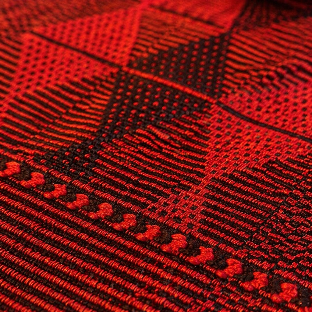 Red & Black Arrowhead Naga Backstrap-Woven Runner, The Gathered Table. Handmade in India by House of Taraasha.