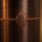 Kanjeevaram Etched Antique Pure Copper Water Bottle, The Brass Atelier. Handmade in India by House of Taraasha.