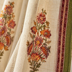 Floral Block-Print Sheer Pure Cotton Window Curtain, The Draped Window. Handmade in India by House of Taraasha.