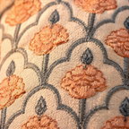 Blue and Dusty Pink Jaali Courtyards Cushion Cover, The Living Room. Handmade in India by House of Taraasha.