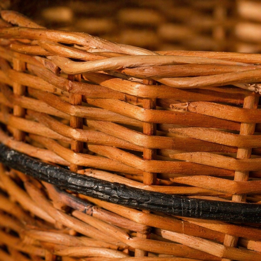 Kashmiri Willow Wicker Table Set: Basket, Box & Cutlery, The Wicker House. Handmade in India by House of Taraasha.