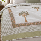 Palm Tree Dohar, close-up of the print, border and reverse