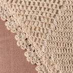 Taupe and Off White Crochet-Detailed Cotton Cushion Cover, The Living Room. Handmade in India by House of Taraasha.