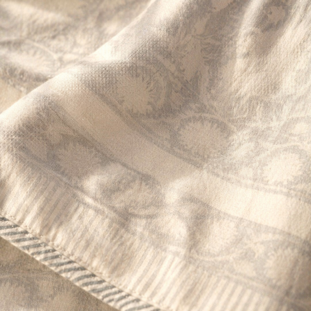 Sanganer Mulmul Hand-Printed Cotton Dohar, The Linen Room. Handmade in India by House of Taraasha.