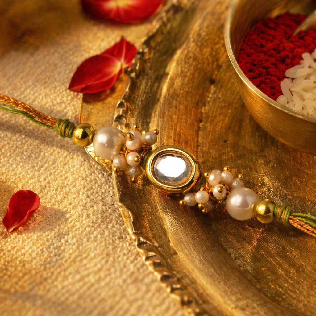 Solitaire Kundan — Handcrafted Minimalist Rakhi