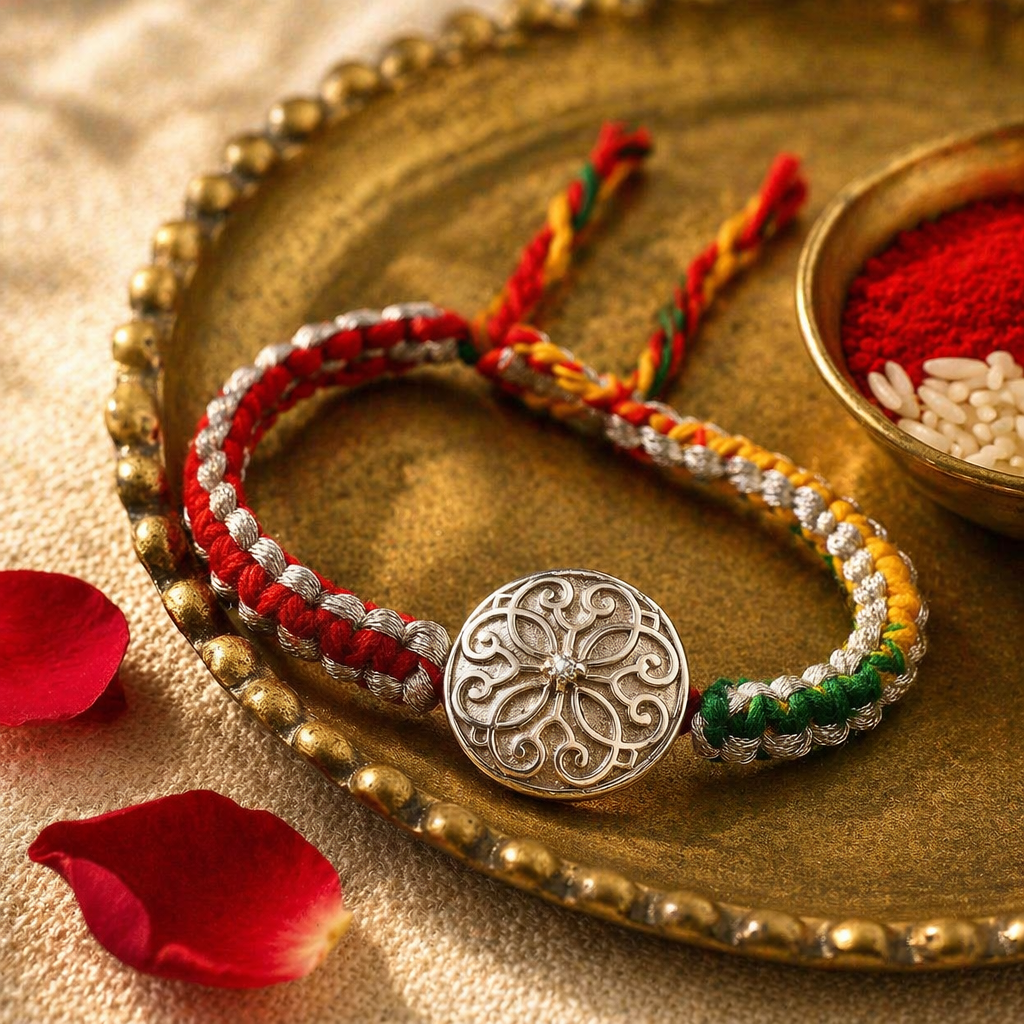 Swirl Disc — Handmade Silver Rakhi