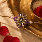 Hand-Set Kundan — Lavender Rakhi for Brother