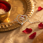 Handcrafted Heart & Om — Sterling Silver Chain Rakhi