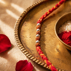 Hand-Strung Panchmukhi Sutra — Small Silver Bead Rakhi