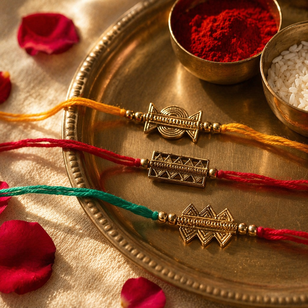 Handcrafted Brass — Keepsake Rakhi Set