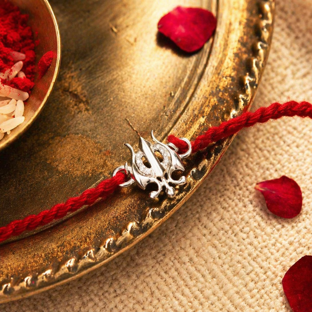 Handcrafted Pure Silver Trishul — Rakhi