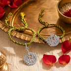 Hand-Finished Sterling Ganesha — Bhaiya-Bhabhi Rakhi Set