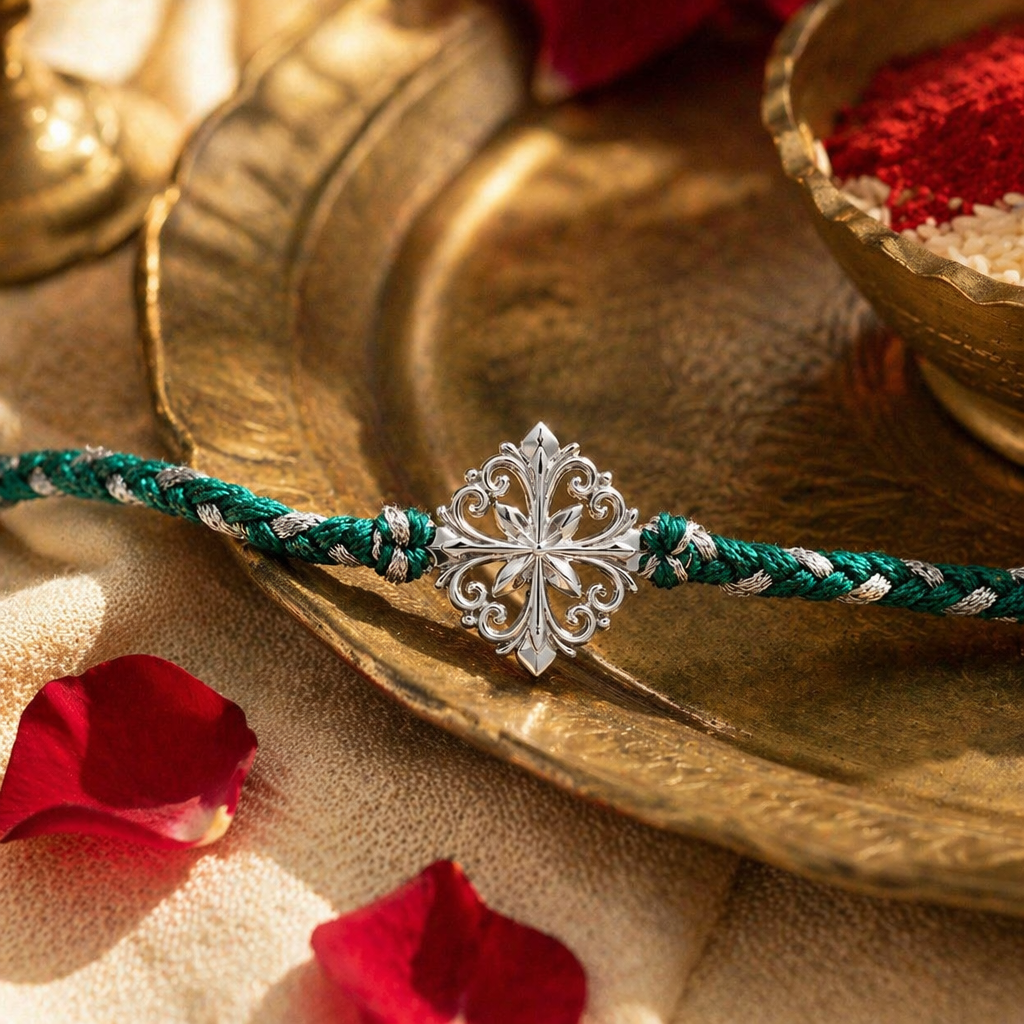 Filigree Bloom — Silver Rakhi for Brother