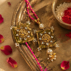 Mirror & Kundan — Hand-Embroidered Bhaiya-Bhabhi Rakhi Set