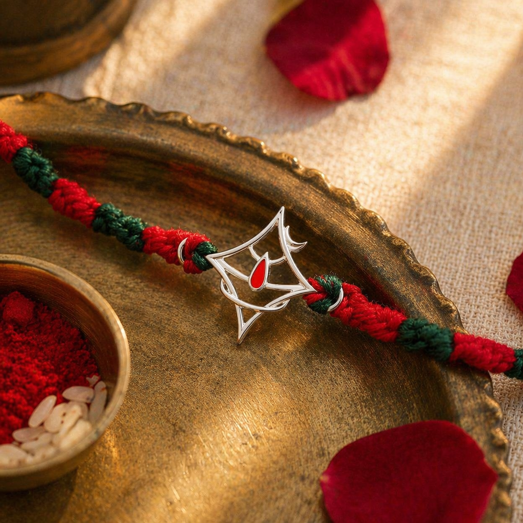 Handcrafted — Silver Shiv Tilak Rakhi