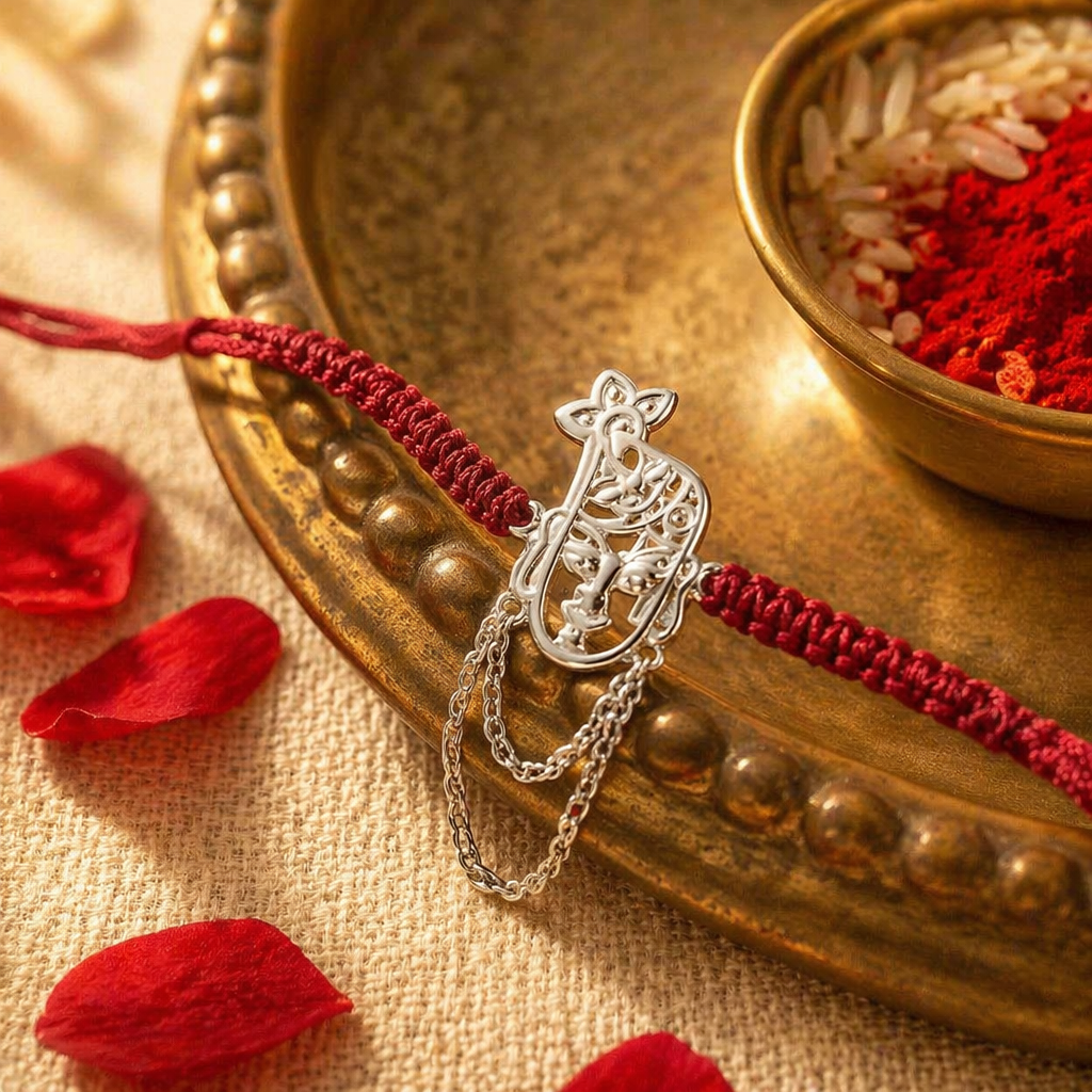 Hand-Finished Silver Krishna — Devotional Rakhi